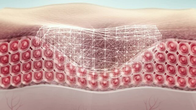 Essence, gel repairs sunken skin, inhibits melanin, pigmentation, activates deep skin cells, concept skin care beauty solution. Cosmetics advertisement, 3d animation.