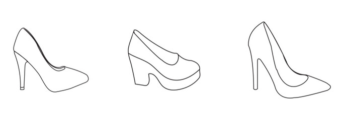Set of Women and Girl high heel shoes.