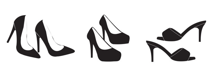 Set of Women and Girl high heel shoes.