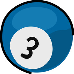 Billiard ball number 3 cartoon sport vector illustration