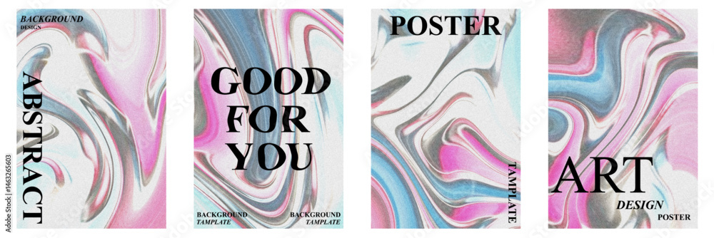 Poster abstract poster set with wavy and textured grain effect. modern minimal design for creative backgrou