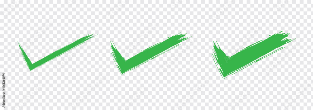 Poster brush check mark icon button set. check box icon with right and wrong buttons and yes or no checkmar
