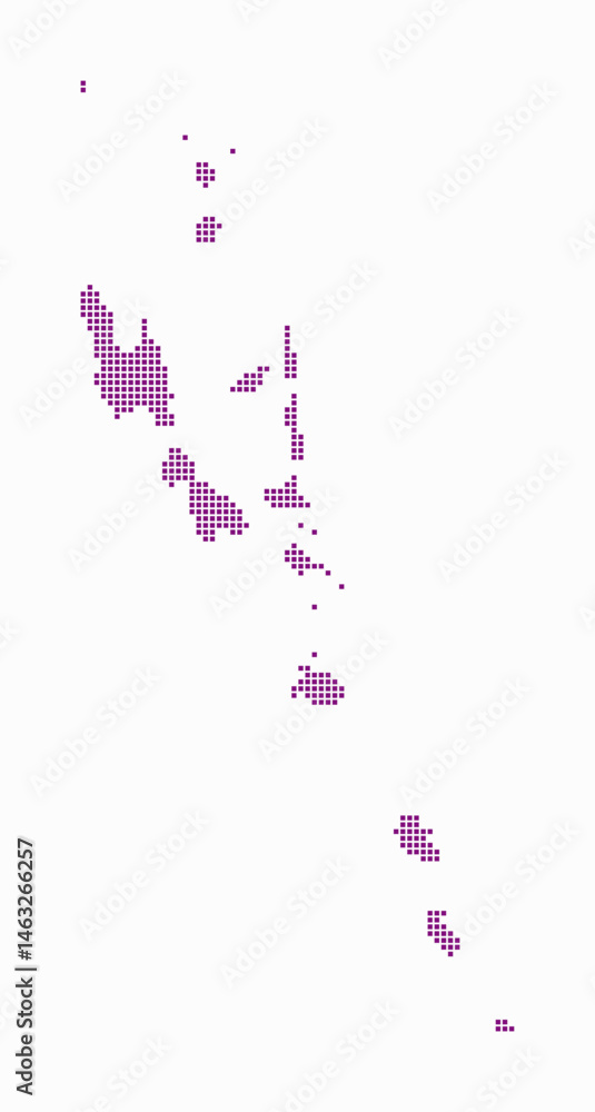 Poster vanuatu dotted map. digital style map of the country on white background. vanuatu shape with square 