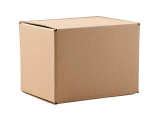 Simple Brown Cardboard Box on Black Background
