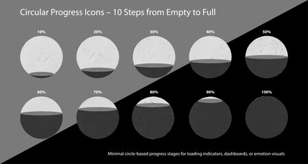Circular Progress Icons – 10 Steps from Empty to Full - f