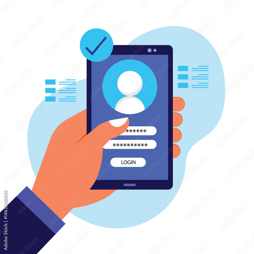 Poster hand holding smartphone and typing two factor authentication code, pin to verify their id and securi
