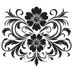Fototapeta premium Elegant Black Floral Vector Design with Ornamental Swirls and Detailed Decorative Flowers for Invitations, Tattoos, and Graphic Artwork