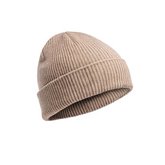 Knitted beanie hat on a whiteblack background.