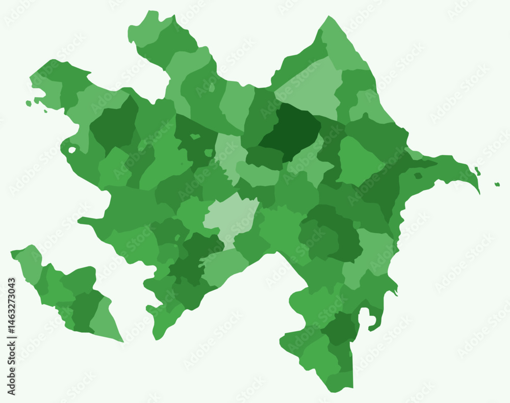 Aufkleber map of azerbaijan with regions. just a simple country border map with region division. green color p