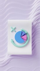 A white sheet of paper with a blue and pink pie chart on it.