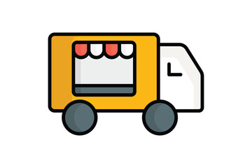 Food truck icon. colored outline icon style. icon related to catering services bringing food. catering elements vector illustration