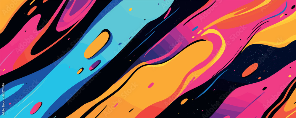 Aufkleber colorful abstract waves with bold patterns and dynamic curves in a vibrant palette.