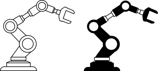 Robotic icon. Mechanical robotic arm icons for factory and ai