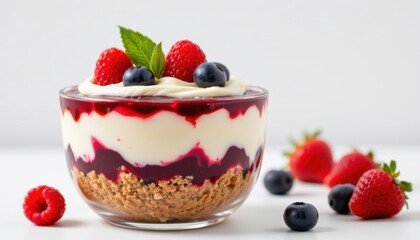 Delicious berry layered dessert recipe kitchen food photography bright close-up culinary delight