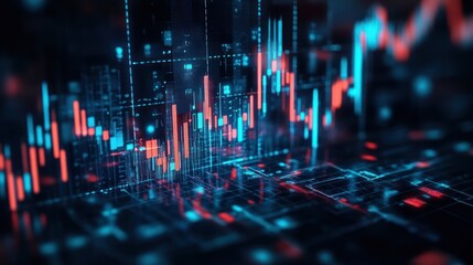 Abstract digital stock market data visualization with graphs