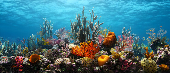Fototapeta premium Vibrant Underwater Coral Reef Scene