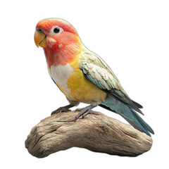 Fototapeta premium Colorful bird perched on a branch, isolated on transparent background.