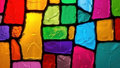 Vibrant colorful mosaic design abstract art digital creation bright environment close-up view...