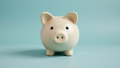 Saving money with a piggy bank financial tips for beginners home office digital content calm environment upbeat concept