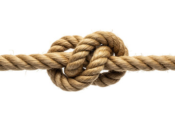 Close up view of a knotted rope isolated on transparent background