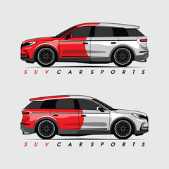 Fototapeta premium red sports car car vector illustration of a car suv car logo design
