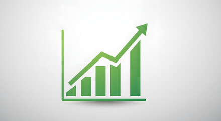 Green bar graph with arrow pointing upward