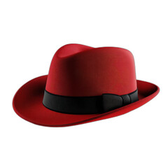 Red hat with a black band isolated on transparent background.