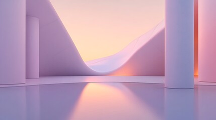 Abstract architectural interior, soft pastel colors
