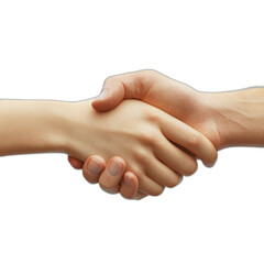 hands shaking; hand on the left has fair skin, the other on the right has dark skin. Isolated on transparent background.