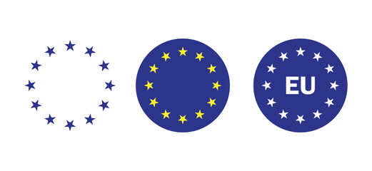 European union stars icon. EU stars circle symbol. round stars for eu flag. 12 stars european union flag png and vector illustration on transparent background