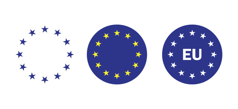 European union stars icon. EU stars circle symbol. round stars for eu flag. 12 stars european union flag png and vector illustration on transparent background