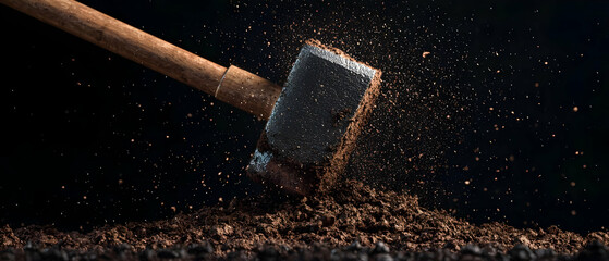 Hammer Impacting Ground With Sparks
