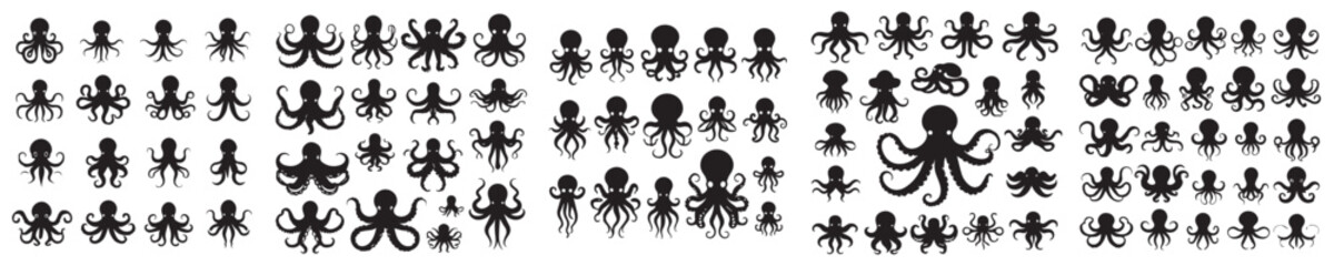 octopus silhouette icon vector selection