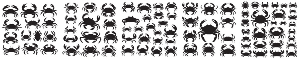 crab silhouette icon vector set
