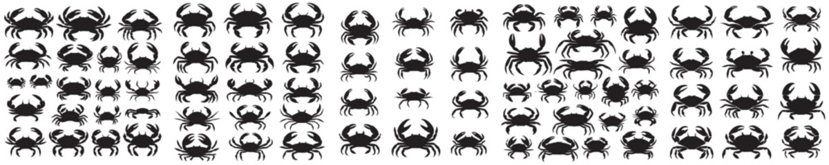 crab silhouette icon vector set
