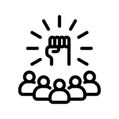 people power outline icon. figure revolution line art illustration.