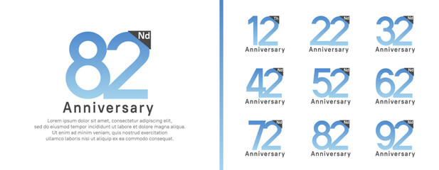set of anniversary logo style. vector design blue color for celebration