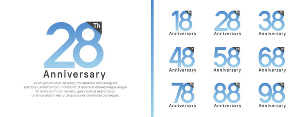 set of anniversary logo style. vector design blue color for celebration