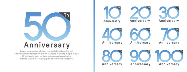 set of anniversary logo style. vector design blue color for celebration