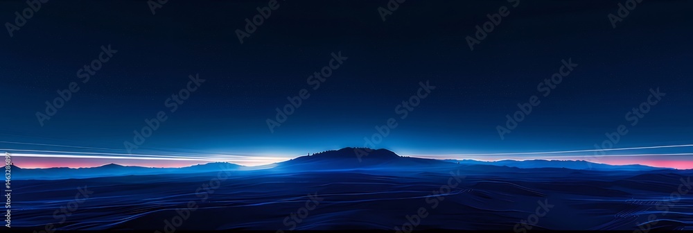 Aufkleber 青い色調のピクセル化された都市景観の夜空の風景 抽象的なデザイン要素と未来的な雰囲気