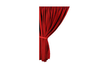 red curtain with a white background