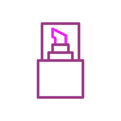 Modern cosmetic lipstick icon with pink hue, simple geometric vector design