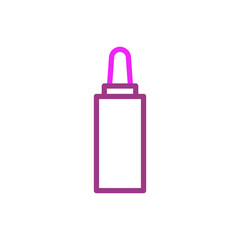 Minimalist depiction of a sleek bottle outline with vibrant gradient hues