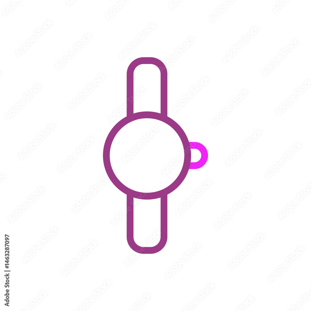 Poster simple clock icon depicting time with minimalist design and elegant purple outline