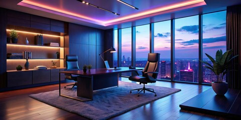 Silhouette Luxury Modern Home Office - Dark Brutalism Apartment LED Lighting Design