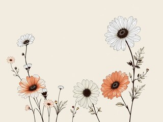 Boho Wedding Invitation Design with Hand Drawn Floral Illustrations