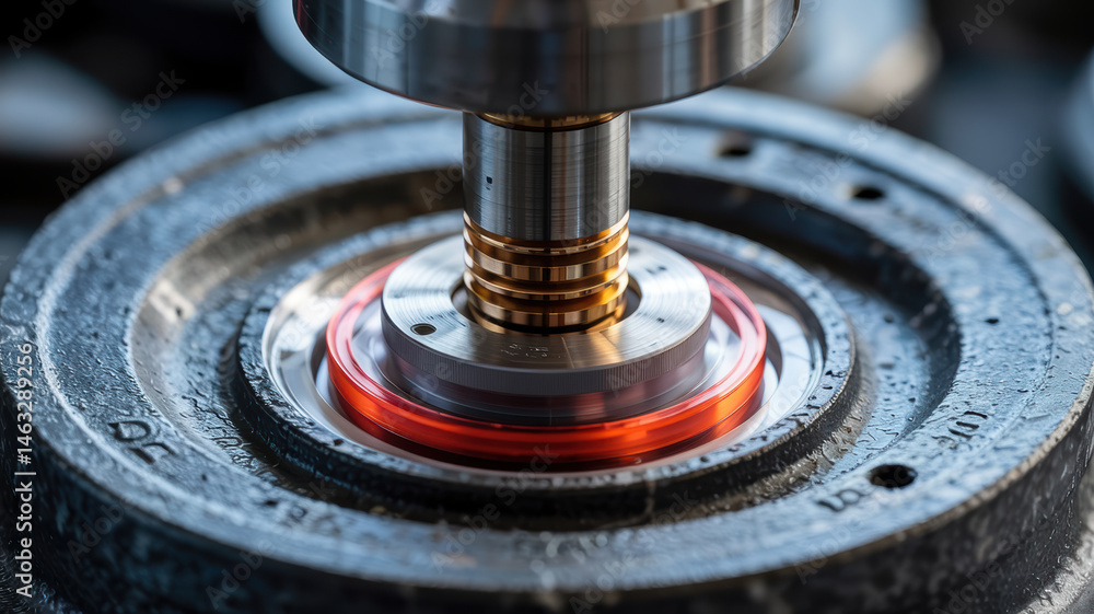 Poster mechanical component under precision machining with glowing heat effect illustrating consulting conc