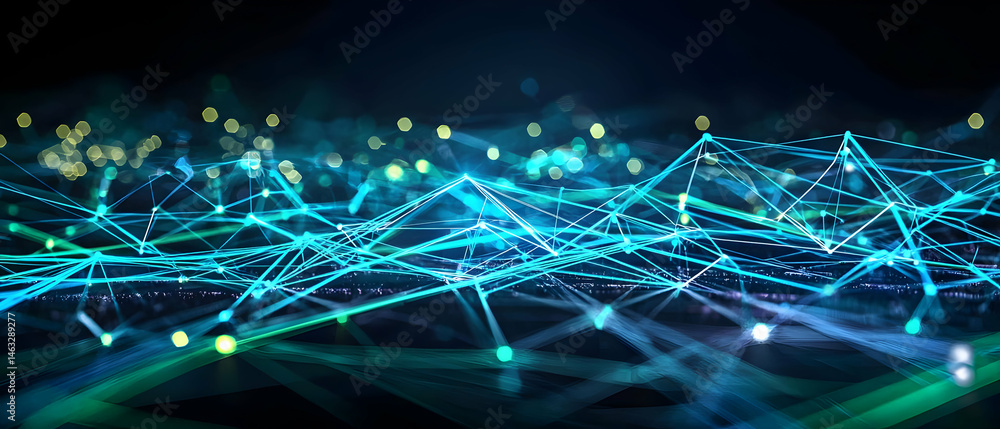 Poster abstract glowing data network background