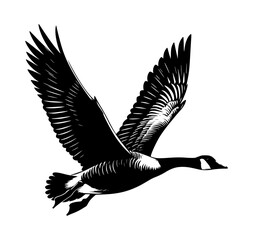 Obraz premium Flying Goose Black Vector Illustration