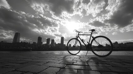 Obraz premium Biking at sunset urban skyline photography cityscape silhouette adventure